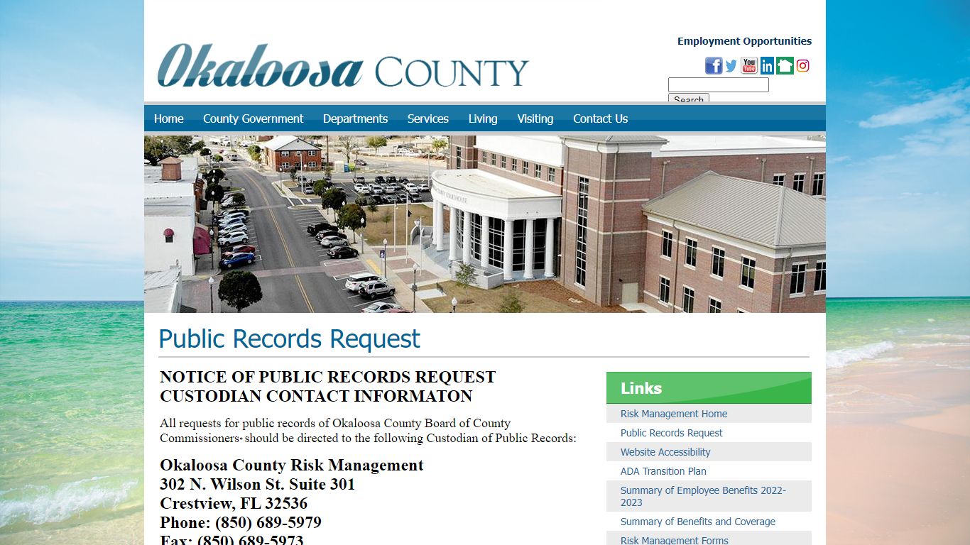 Risk Management - Public Records Request | Okaloosa County